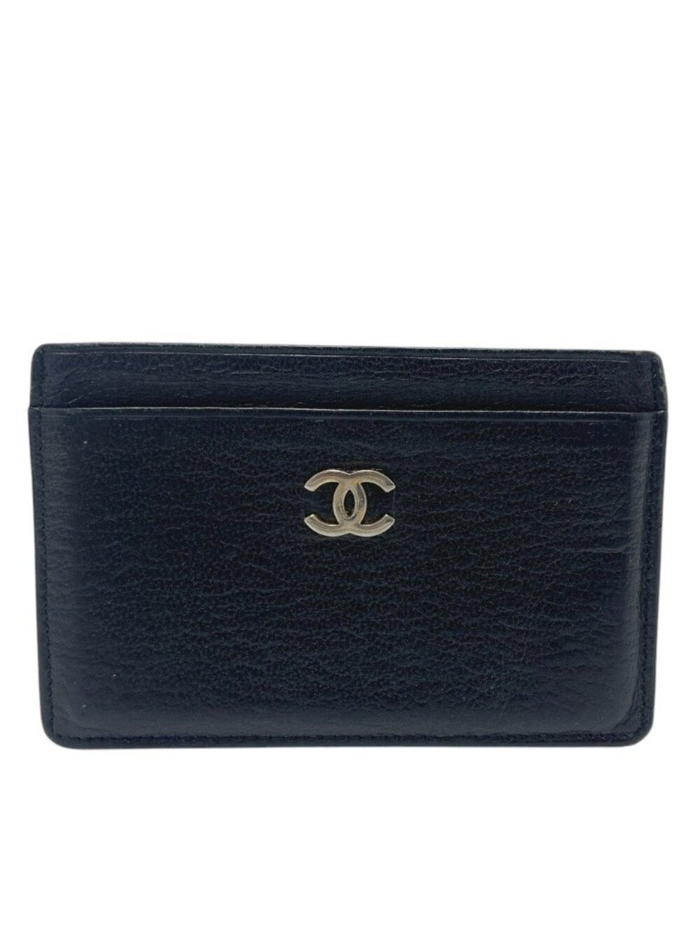 Chanel Card Case CC Logo Leather Black
